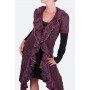 Кардиган сиреневый  с ассиметричным подолом и тройным воланом