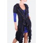 Кардиган  синий с  асимметричным подолом и тройным воланом
